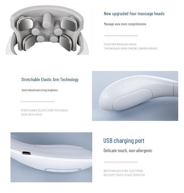 Умный массажер для шеи и плеч с импульсным нагревом и терапией горячим компрессом