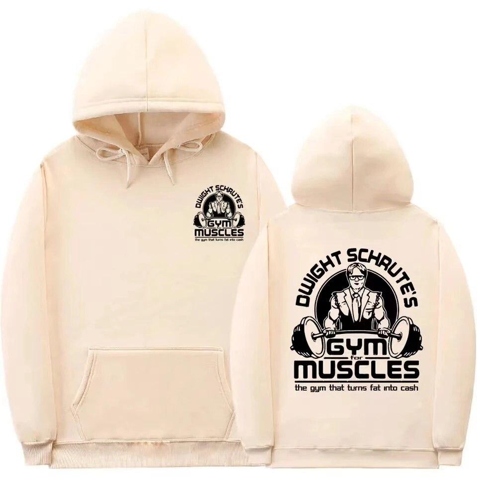 Тренажерный зал Дуайта Шрута для мышц Тренажерный зал, который превращает жир в деньги Толстовка с двусторонним принтом унисекс Женская толстовка оверсайз унисекс