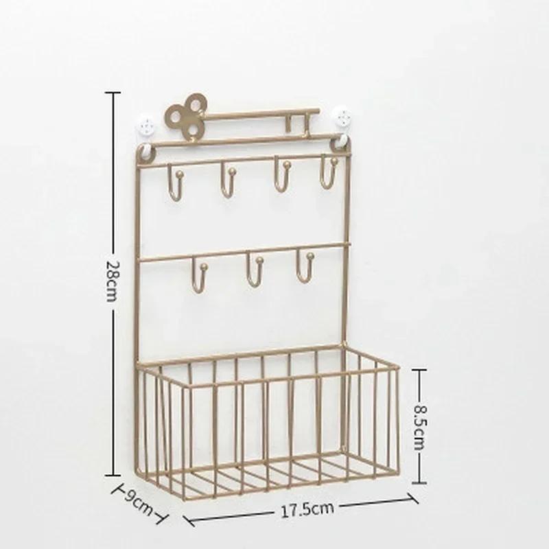Корзина для хранения на кухне, металлический крючок для ключей, железный декоративный настенный крючок, украшения для дома, полки, аксессуары, принадлежности, украшения