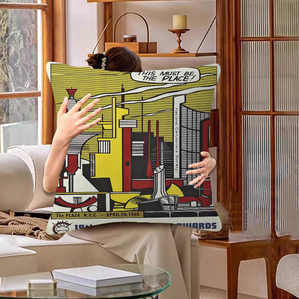 Roy Lichtenstein Pop Art Pillow Covers Cartoon Sofa Decorative Home Doublesided Printing Short Plush Cute Cushion Cover