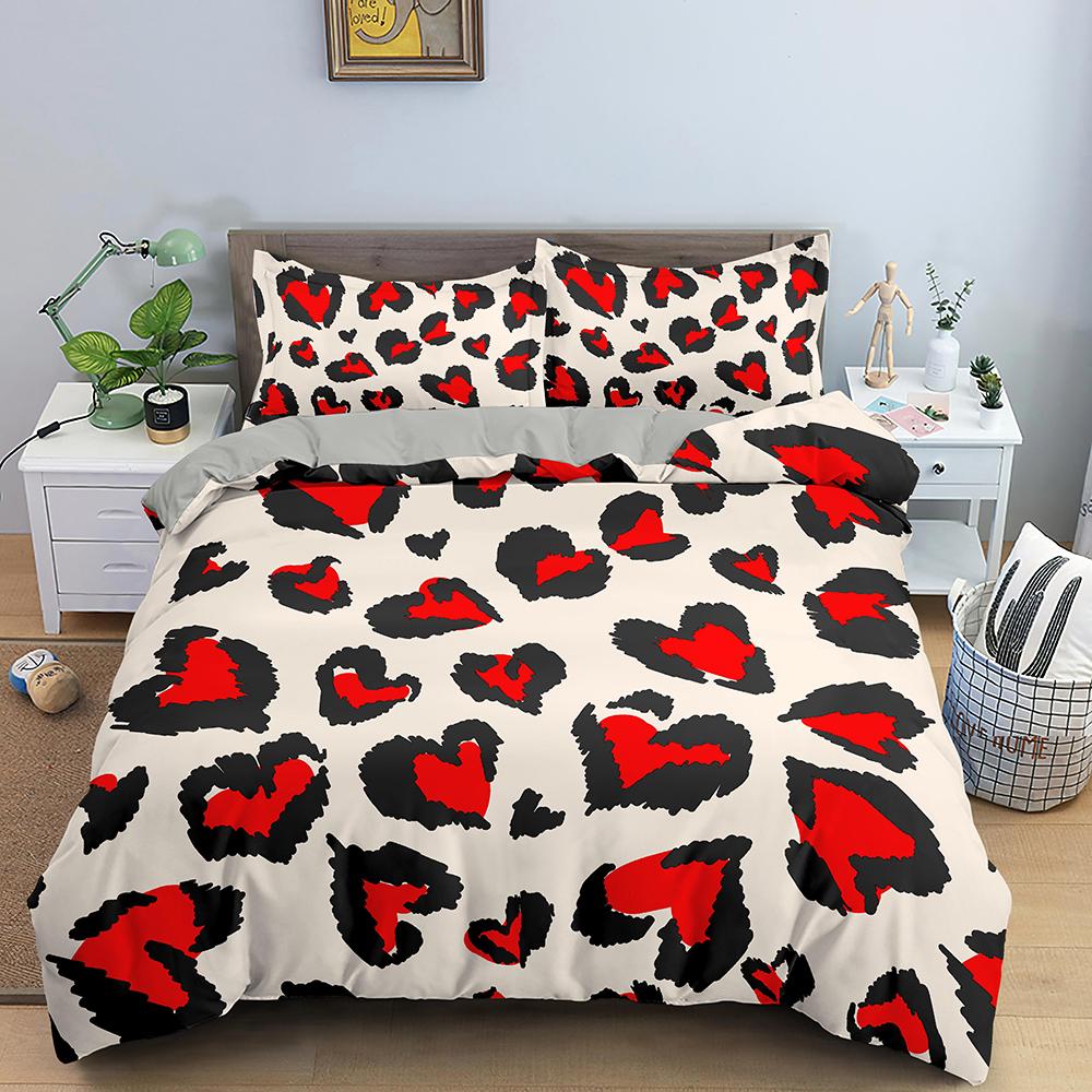 Love Duvet Cover Set Colourful Heart Shaped Comforter Cover King Queen Size With Pillowcase For Boys Girls Polyester Bedding Set