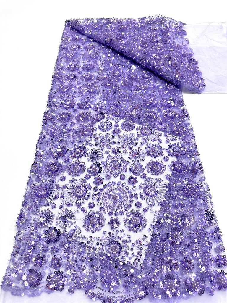 Африканское кружево из тюля 2026 Французская ткань с пайетками Шитье Вышивка с бисером Кружево Тюль Сетка Нигерийское платье 5 ярдов шитье