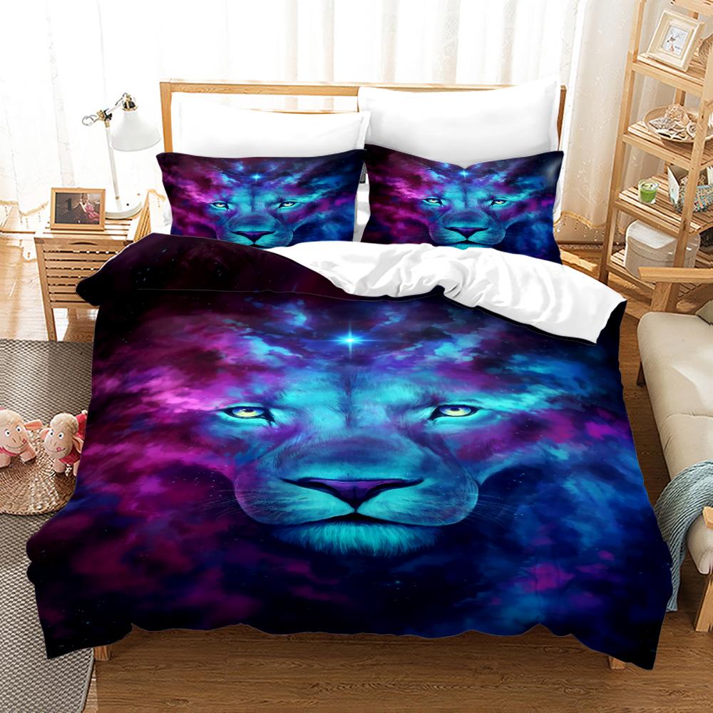Комплект постельного белья Anime Monster Single Twin Full Queen King Size Animal Tag Lion Wolf Комплект постельного белья для взрослых и детей, пододеяльник