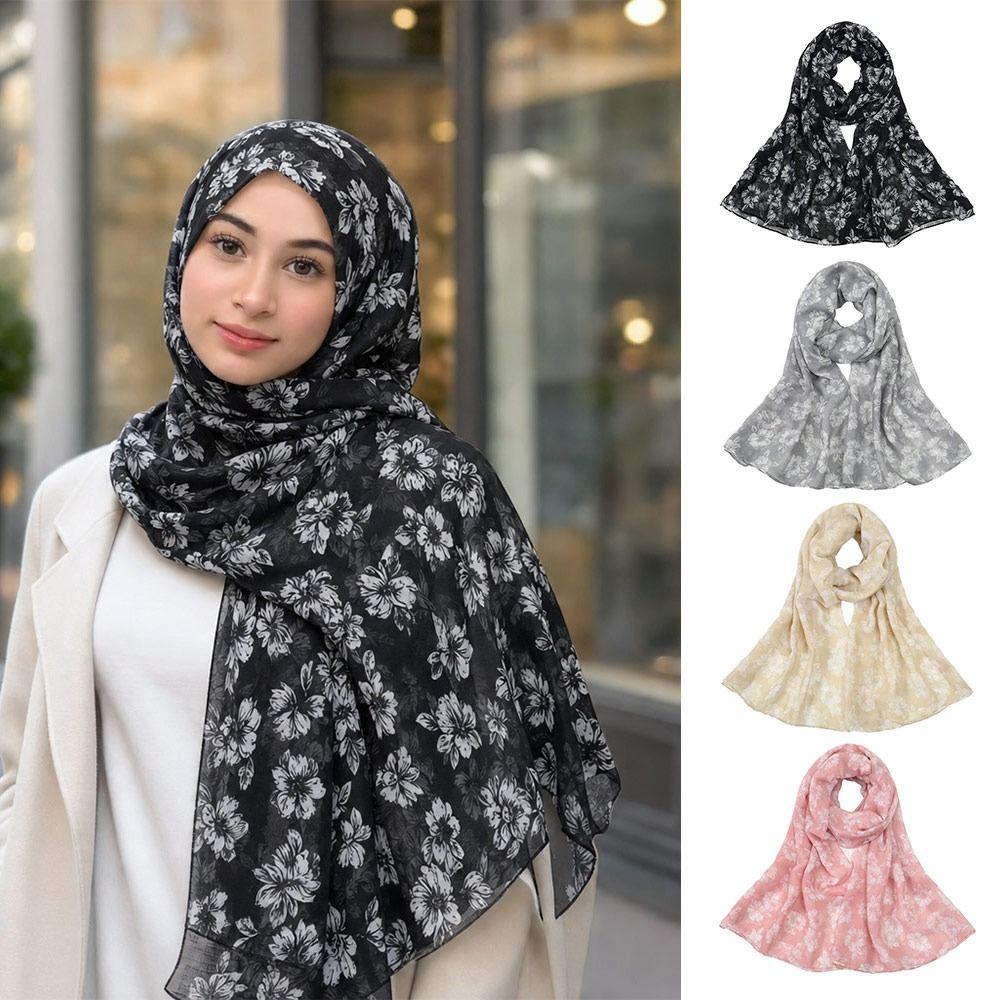 Breathable Floral Printed Scarf Soft Muslim Scarf Fashion Hijab Shawl Muslim Women