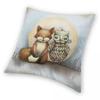 Fox And Owl Animal Square Pillowcase Polyester Linen Velvet Creative Zip Decor Pillow Case Bed Cushion Cover