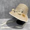 Designer embroidered Lafite straw hat women's spring and summer vacation sunscreen hat big brim sunshade loli hat beach straw hat