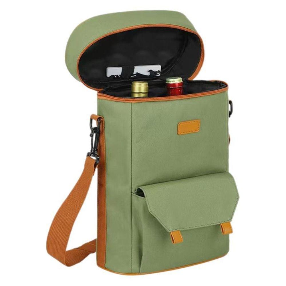 Portable Wine Tote Bag Two-bottle Camping Organizer Wine Bottle Shoulder Bag Outdoor Camping
