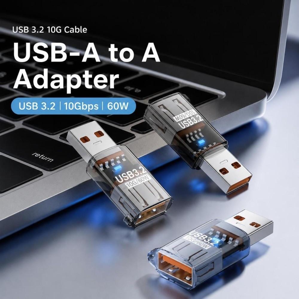 High Speed USB Extension Adapter Transparent Converter Connector Car Accessories