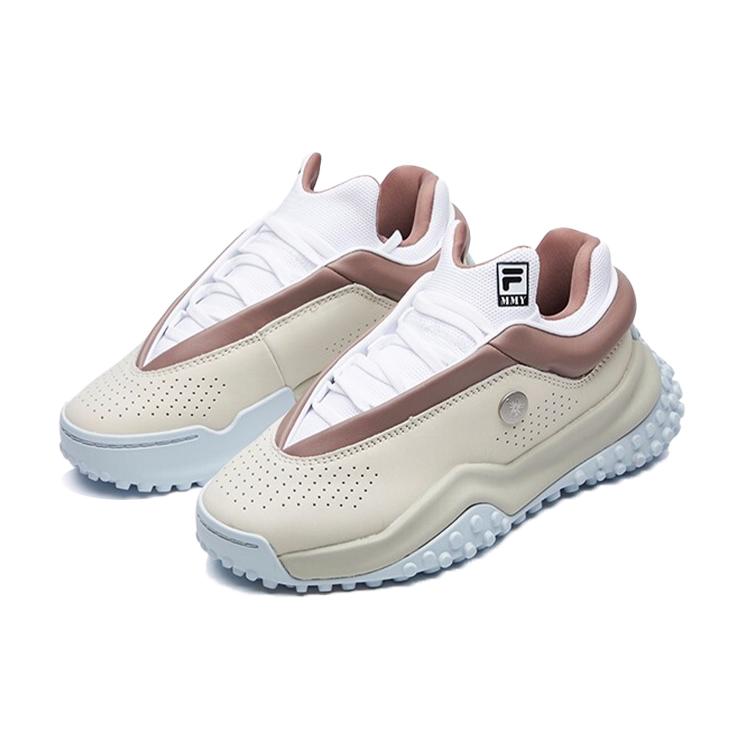 MIHARA YASUHIRO x FILA FM7 FM Коровья кожа, Текстиль Удобные Низкие Кроссовки на массивной подошве Женские Белый Коричневый F12W114136FWA