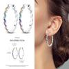 Серьги-кольца из серебра 925 пробы с разноцветными цирконами, паве, серьги-кольца для женщин, девушек, ювелирный подарок
