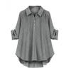 Высокие-низкие рукава большого размера, плиссированные полупуговицы, женская рубашка с застежкой, свободная рубашка подол