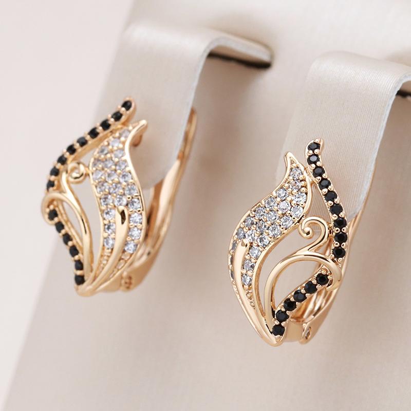 Vintage Hollow Black White Zircon Women Drop Earrings Fashion Gothic Jewelry Gifts