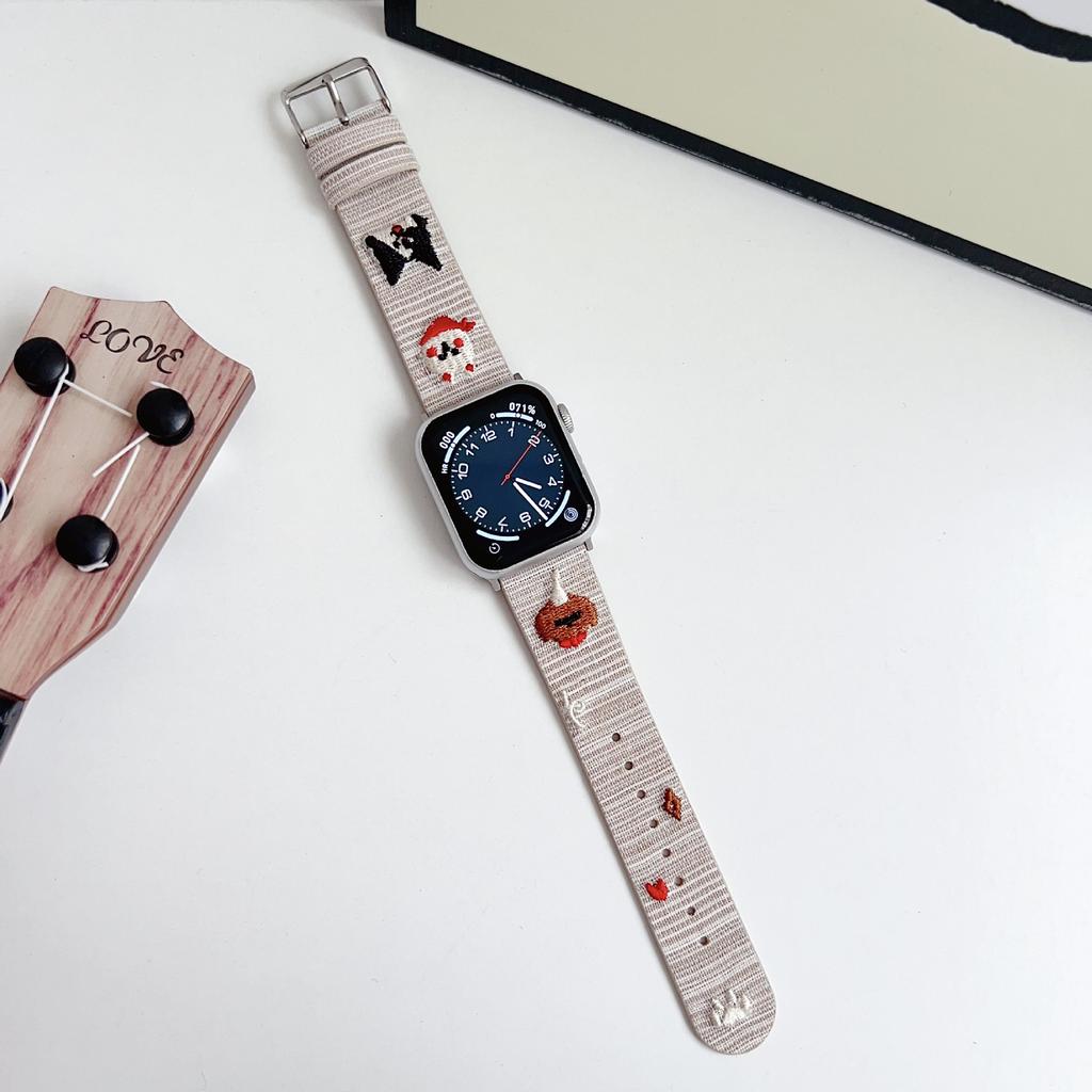 Cute puppy embroidered strap for Apple iwatch 10th generation watch Apple Watchs9876 generation SE