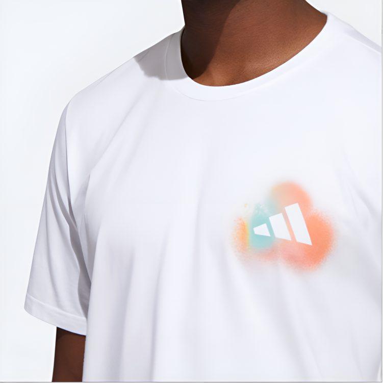 Adidas T Shirts Men's White Crew Neck Moderate Straight Fit IC8107