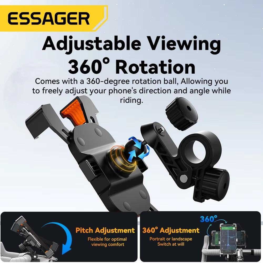 Essager Вращающийся на 360° держатель для телефона на электрический велосипед для iPhone Xiaomi Riding MTB Bike Motorcycle Stand Bracket Non-Slip Cycling