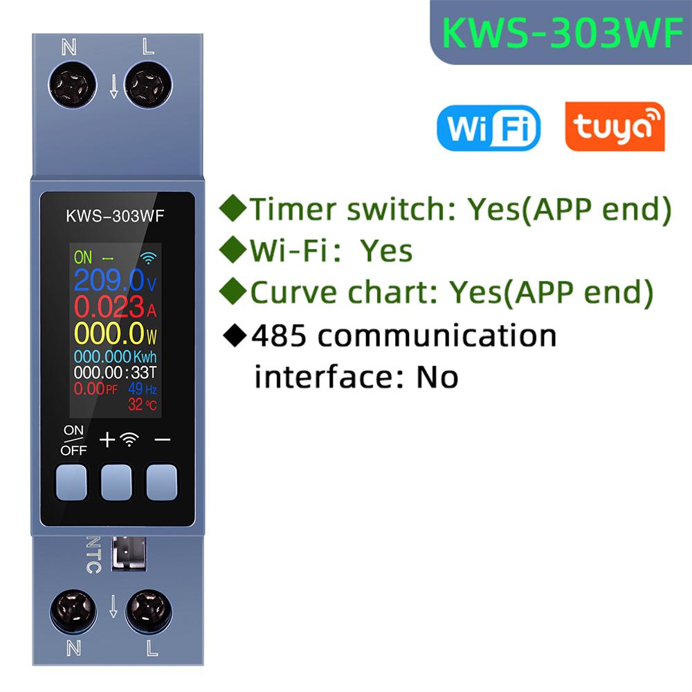 KWS-303 Tuya WiFi Измеритель мощности Умный выключатель 8 в 1 Измеритель энергии 85-290В AC Измеритель Таймер-реле Напряжение Ток Счетчик электроэнергии