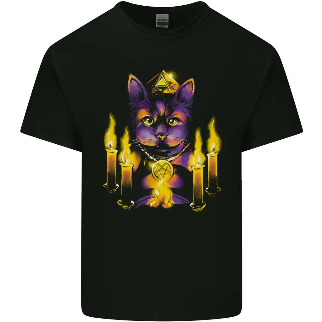 Satanic Cat Evil Feline Devil Worship Voodoo Kids T-Shirt Childrens