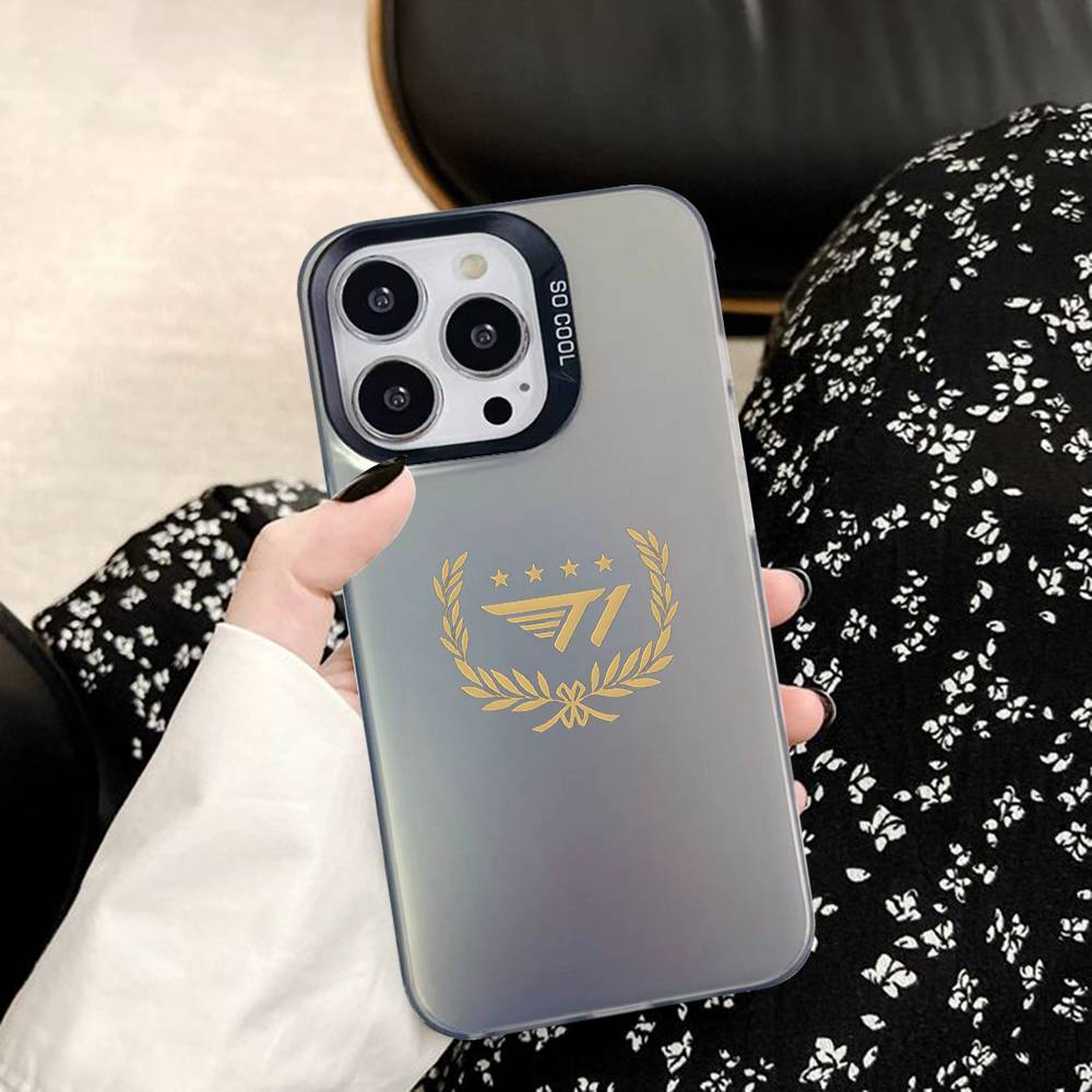 Cool T-T1 SKT Phone Case Phone Case For IPhone 17 16 15 14 Pro Max Independent Metal Button IMD Silver Shell