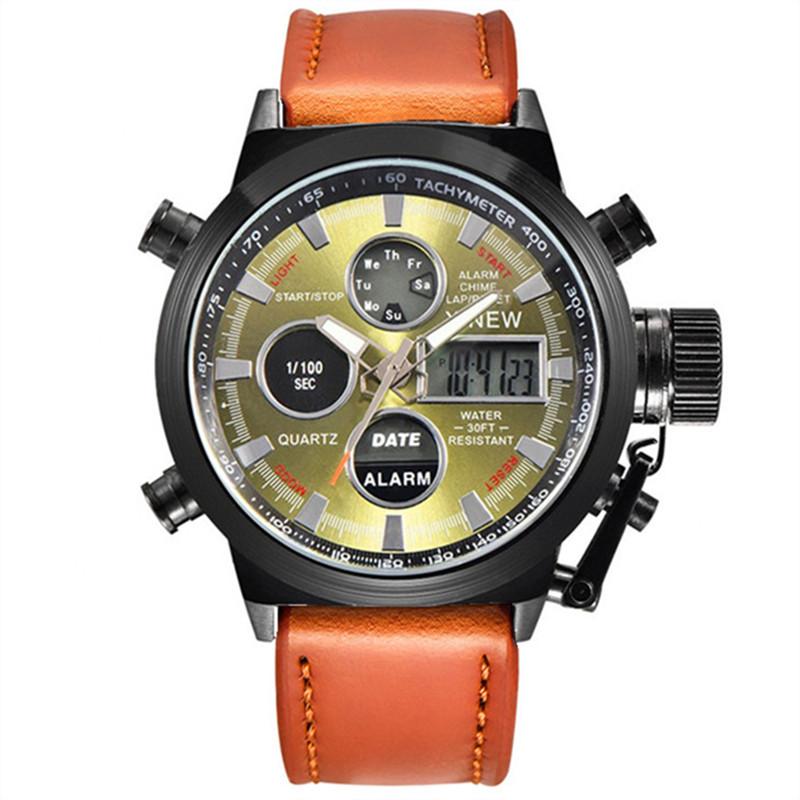 Original XINEW Brand Watches For Male New Fashion Digital Men Leather Chronograph Business Watch Montres de Marque de Luxe