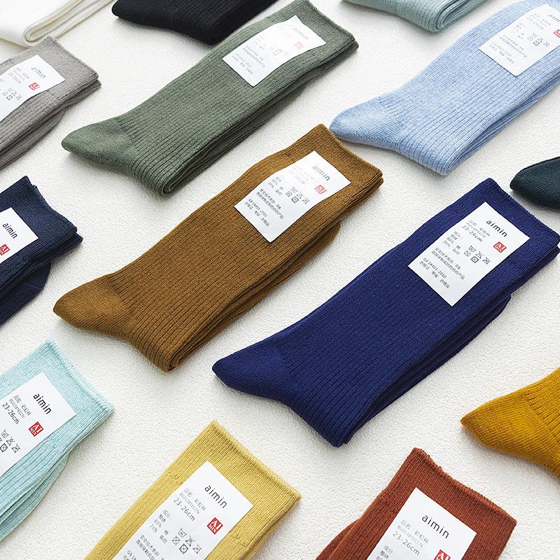 Мужские ретро-носки в полоску средней длины из хлопка в стиле Muji для весны/осени