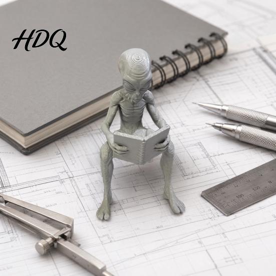 Крутая фигурка инопланетянина 3D-печать Декорация для чтения Креативная Сидящая Уникальная Скульптура Скульптура
