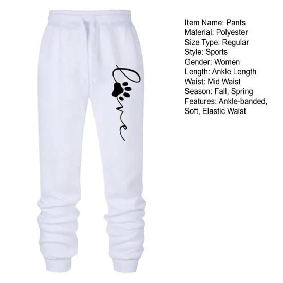 Женские спортивные брюки с принтом в виде кошачьей лапы на шнурке с эластичной резинкой на талии, свободные однотонные мягкие дышащие женские беговые упражнения, длинные брюки, спортивные штаны