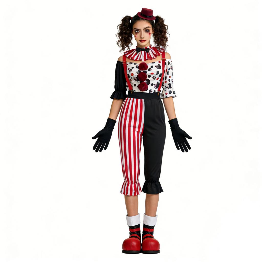 Halloween Circus Clown Family Matching Costume Scary Joker Stage Performance Cosplay Party Outfit Creepy Doll Set