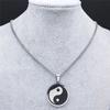 Yin Yang Gossip Necklace for Women/Men Stainless Steel Silver Color Ba Gua Taichi Chain Jewelry