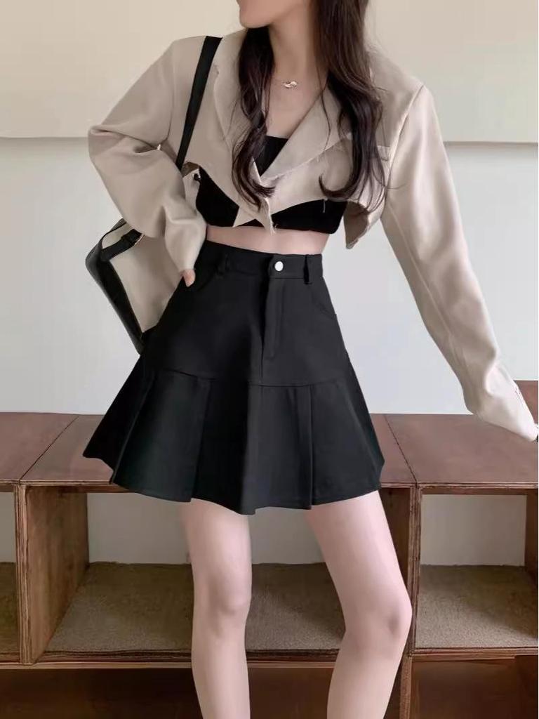 2024 Summer Women's Plus Size A-Line Fishtail Skirt with Pockets, Korean Style