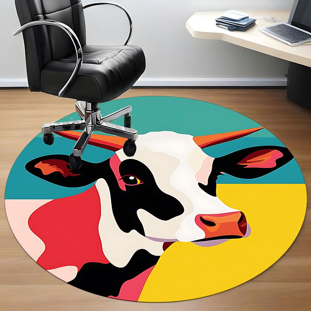 1pc Cow Abstract Chair Carpet for Office, Perfect for Office, Holiday Party Decoration Choice yy260314007