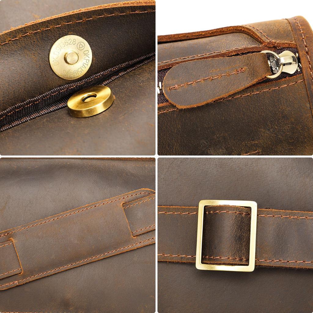 Мужская сумка через плечо Crazy Horse Leather Crossbody Premium Sense Business Duty Retro Messenger Leather Bag