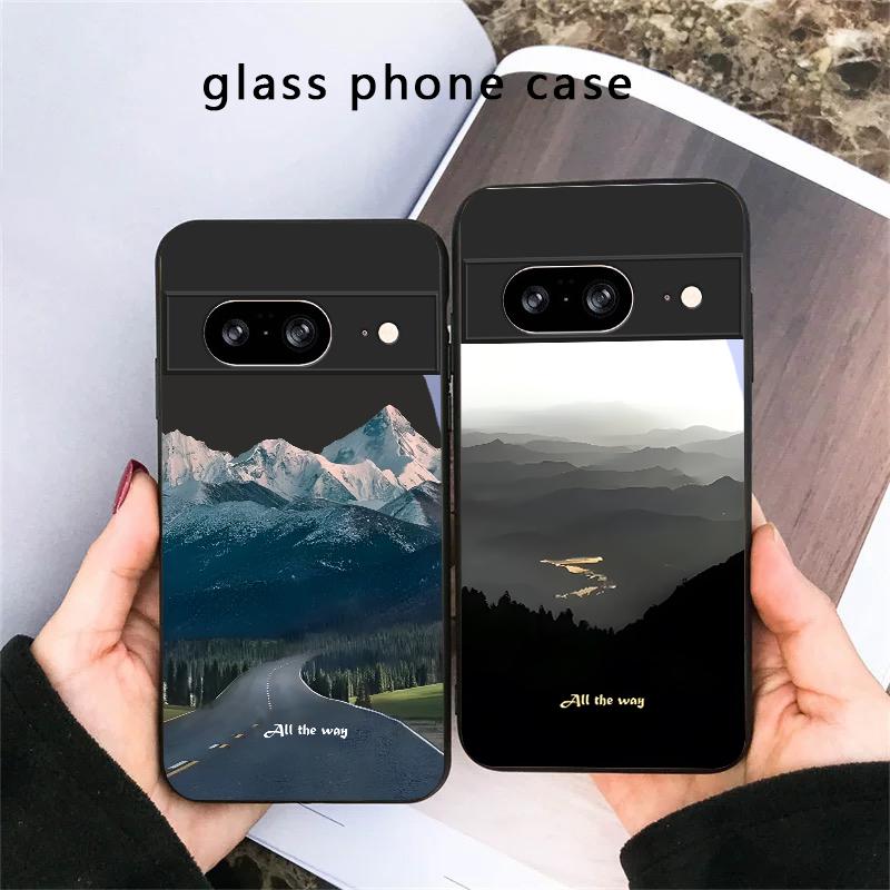Пышный лес из листьев Для Google Pixel 8 7 9 10 Pixel 10 Pro XL Pixel 9 Pro XL Pixel 8a 7a Pixel 7 Pro Черный стеклянный чехол для телефона