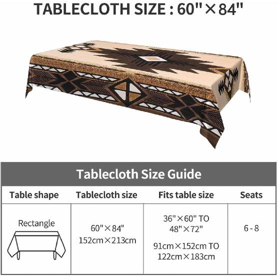 n Aztec Rectangle Tablecloth 60x84 Inch Southwestern Geometric Square Triangle Brown Dining Table Cover Deco for Kitchen Home Outdoor Party