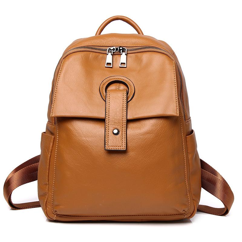Top Layer Leather Backpack Women's Leather Women's Bag Fashion Backpack Crossbody Bag Splicing Leather