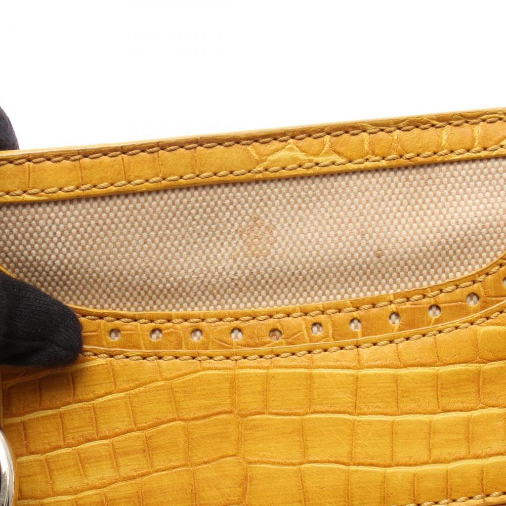 Used CELINE Boogie Bag Embossed Handbag canvas leather Beige Yellow Used Women