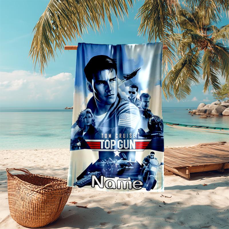 Personalized customized proof beach towel with Top Gun Maverick pattern - soft, absorbent,quick-drying,perfect swimming,camping&bathing