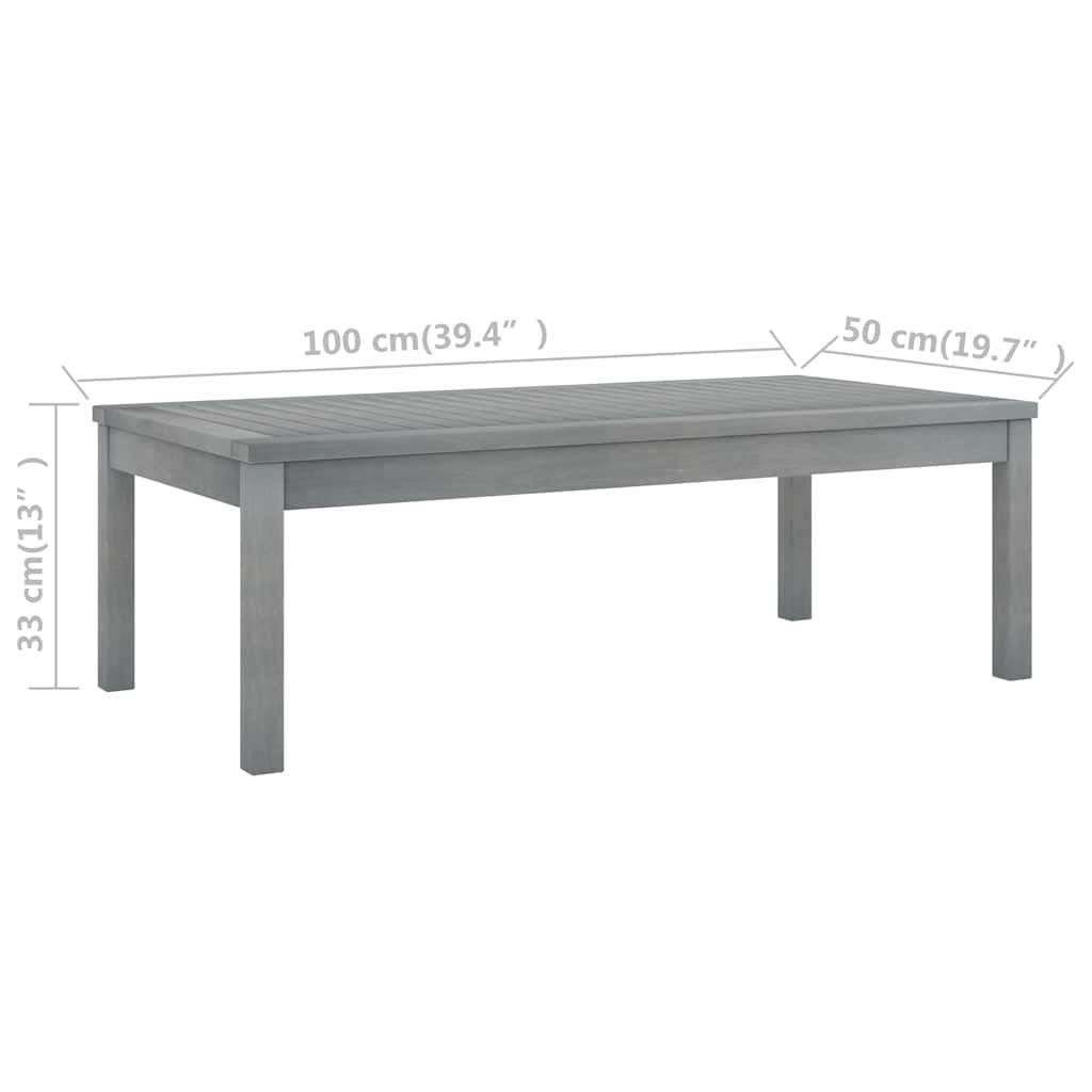 vidaXL Couchtisch 100x50x33 cm Grau Massivholz Akazie