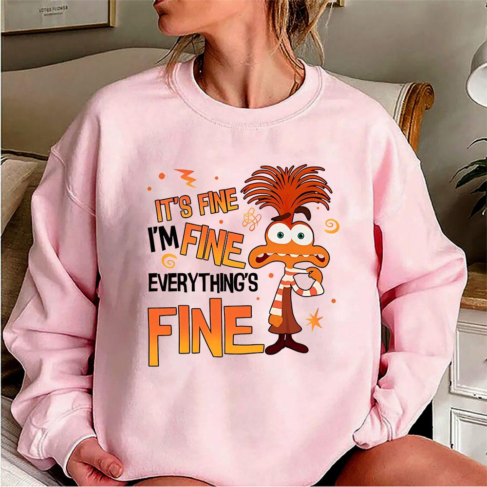 Тревога изнутри 2 Толстовка Everything Is Fine Тревога изнутри Эмоции Футболка Ретро Психическое здоровье Толстовки Подарок фанатам
