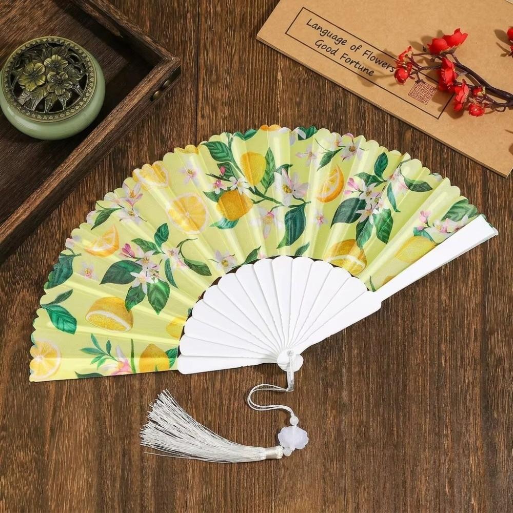 Fruit Pattern Folding Hand Fan Cherry Design Cooling Fan Decorative Handheld Fan Summer Use