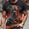 New Summer Men's Fashion T-shirt Personality 3D Fierce Dog Printed Men's T-shirt Top
