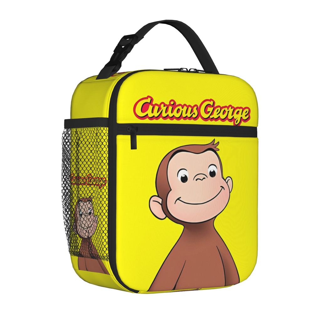 Curious George Monkey Cartoon Insulated Lunch Bag Men Women TV Series Storage Food Box Reusable Cooler Thermal Lunch Box Picnic