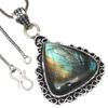 Pendant Shiney Labradorite Gemstone Valentine'Day Gift Silver Jewelry 2.25"