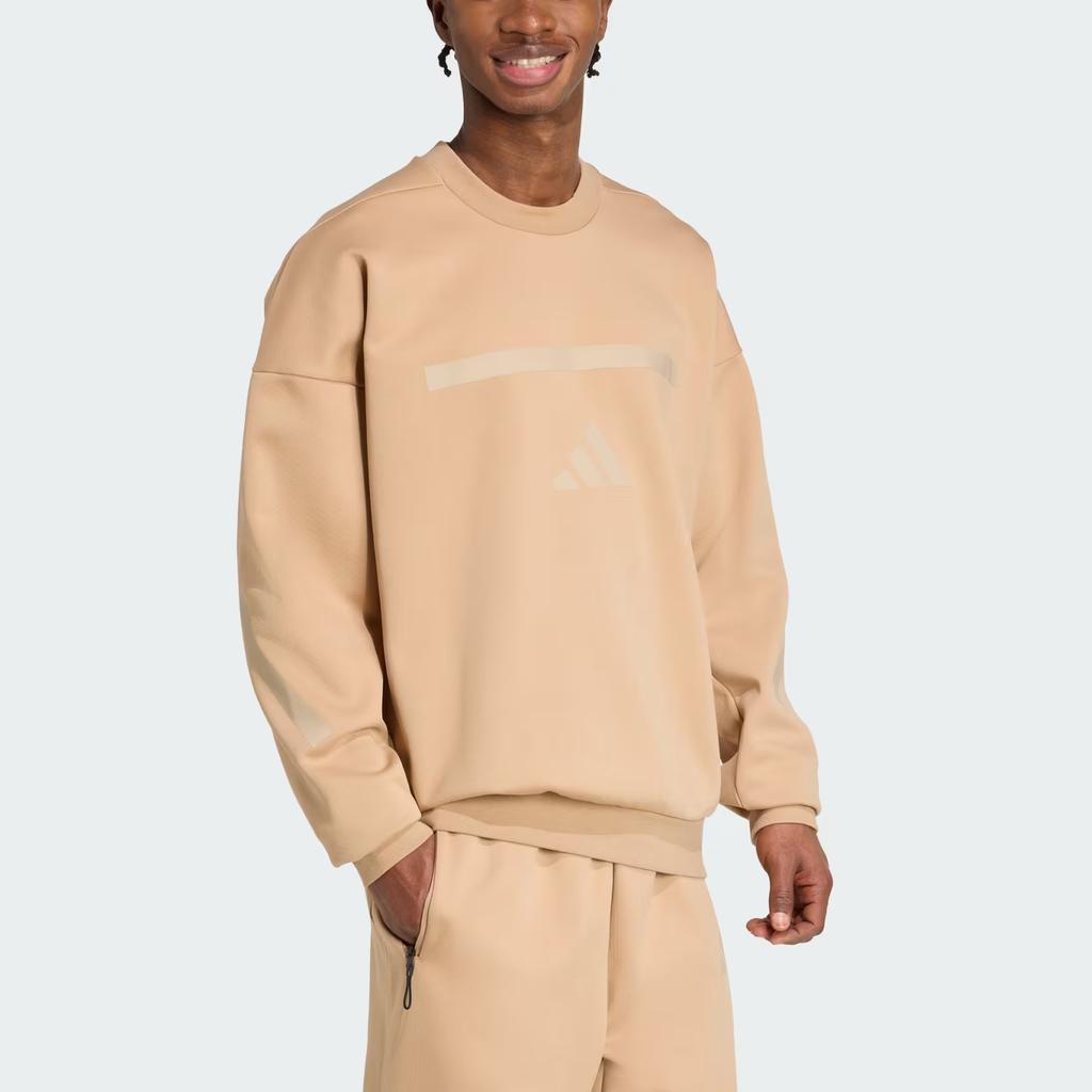 adidas Свитшот мужской с длинным рукавом и круглым вырезом, свободного кроя, цвет теплый песочный JW4750