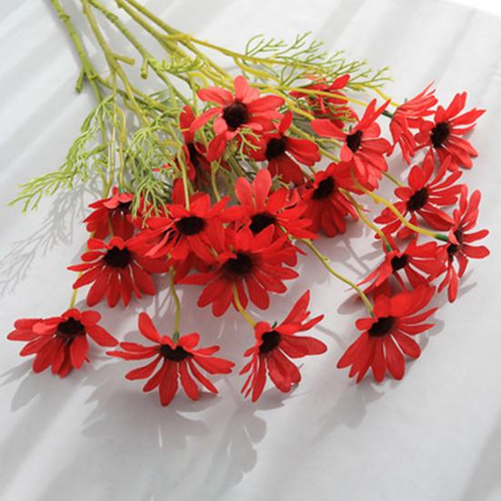 Искусственные цветы Букет хризантем 2 или 5 стеблей 21 дюйм Реалистичный шелк пластик Симуляция Дизайн Устойчивый к УФ Выцветанию Поддельные цветы Дом