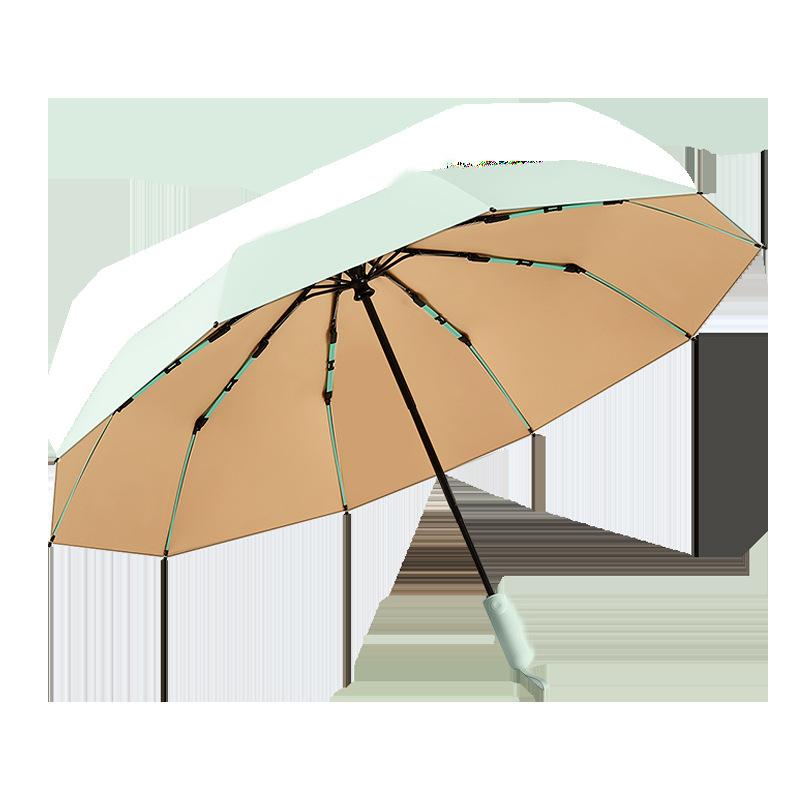 New Three-fold 10-bone Colored Glue Fabric Sunflower Handle Parasol 4 + 2 Forward Definition
