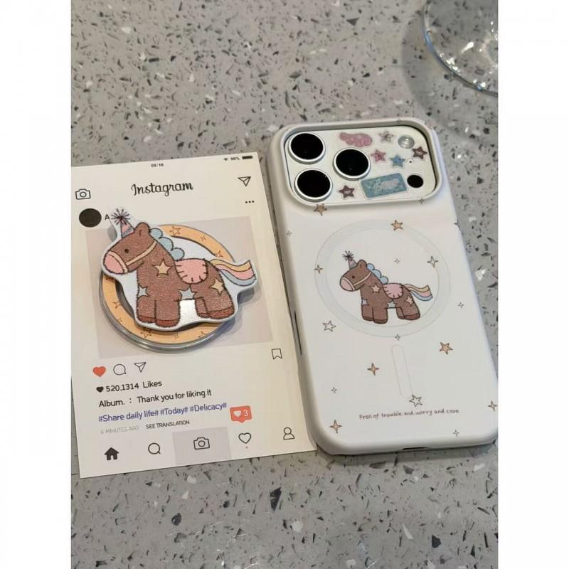 Cute Cartoon Pony Phone Case With Starry Colorful Tail Hat IPhone 17 Pro Max 16 15 Anti-Slip Shockproof Cover