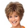 Short Wigs for Women Synthetic Blonde Brown Mixed Color Ladies Curly Heat Wig Resistant Fiber High Temperature Fiber Wig