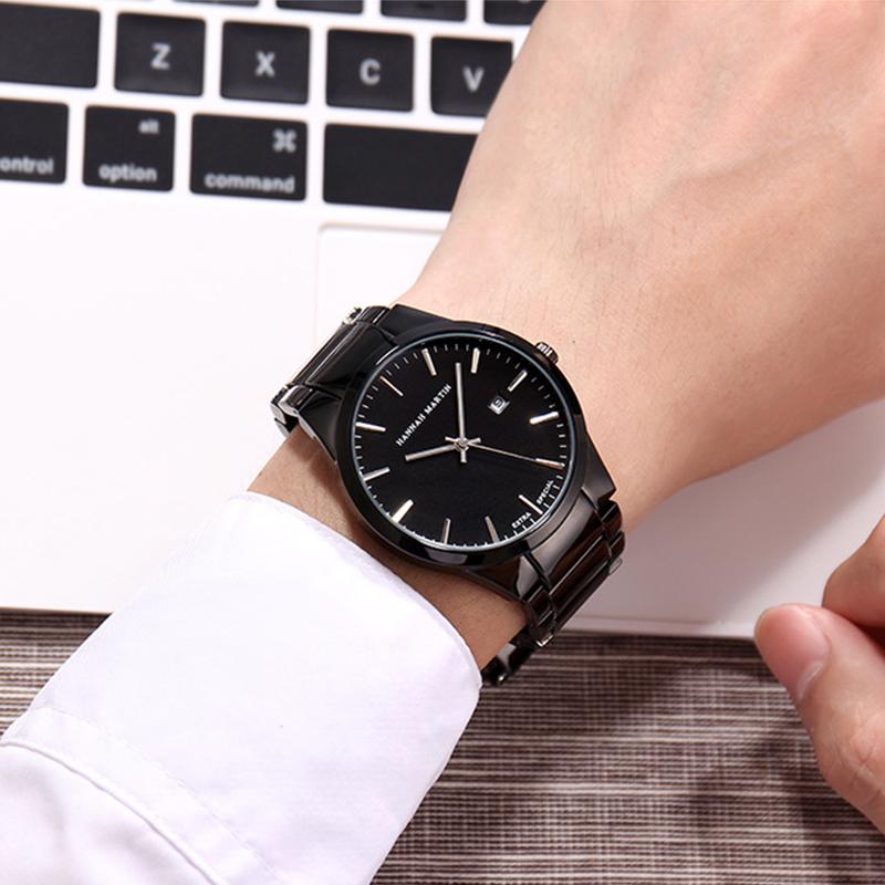 Мужские часы лучший бренд класса люкс с календарем кварцевые модные деловые полностью черные водонепроницаемые часы Relogio Masculino