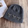 Цвет Мода Однотонный Декор Бантом Женская Повседневная Вязаная Шапка Осень Зима И