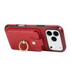 For iPhone 17 Pro Max Case Card Holder Ring Kickstand TPU+PU Leather Phone Cover with Long Strap